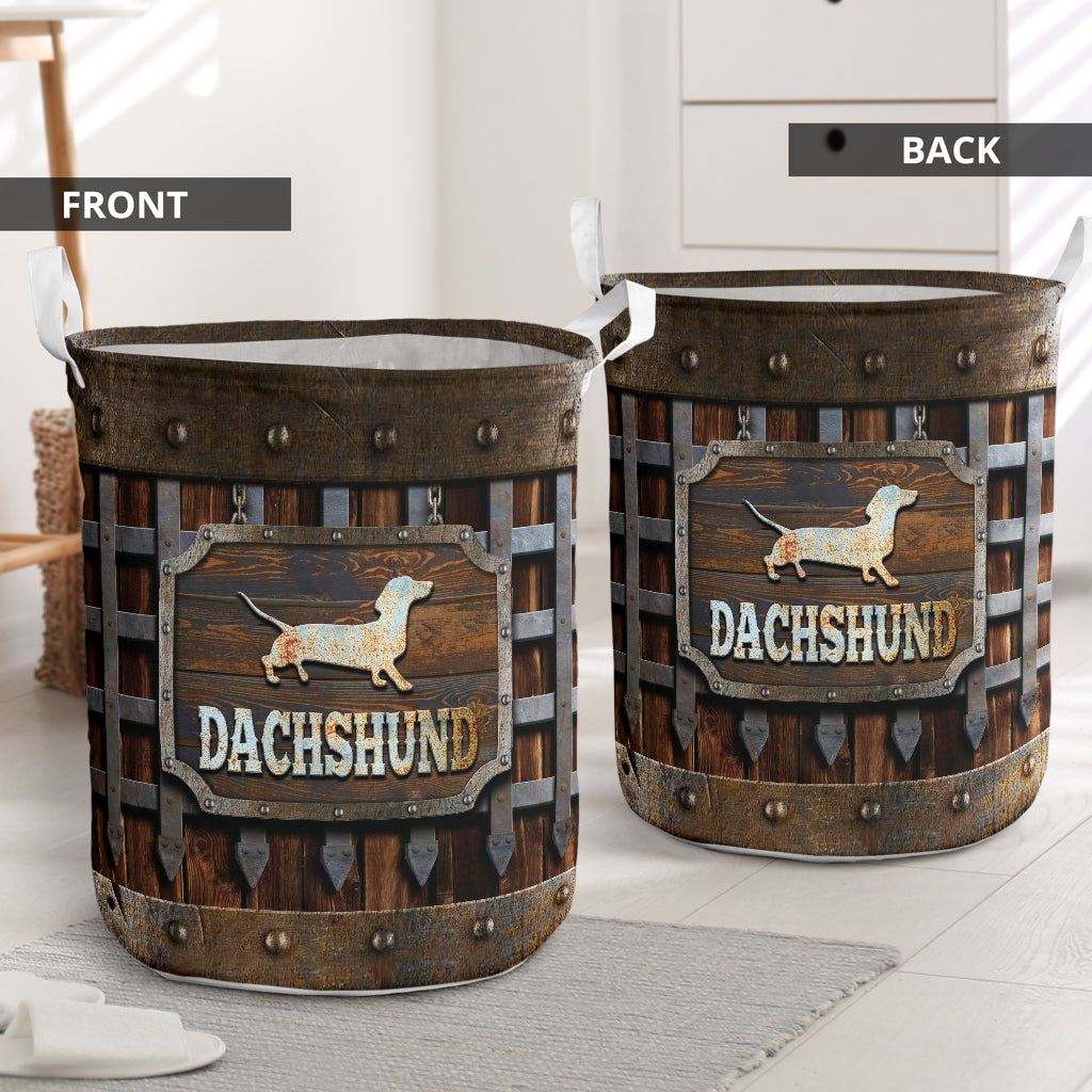 Dachshund Iron Vintage - Laundry Basket - Owls Matrix LTD