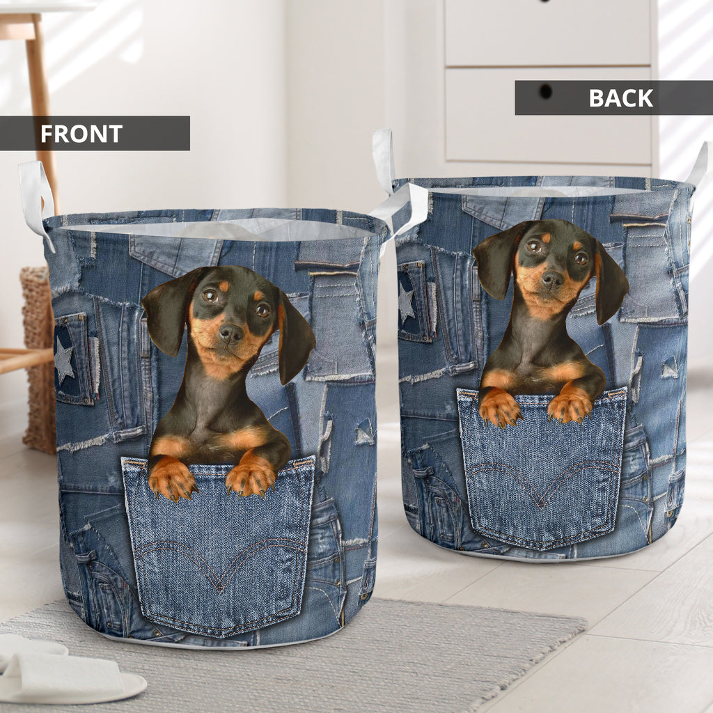 Dachshund Jean Basic Style - Laundry Basket - Owls Matrix LTD