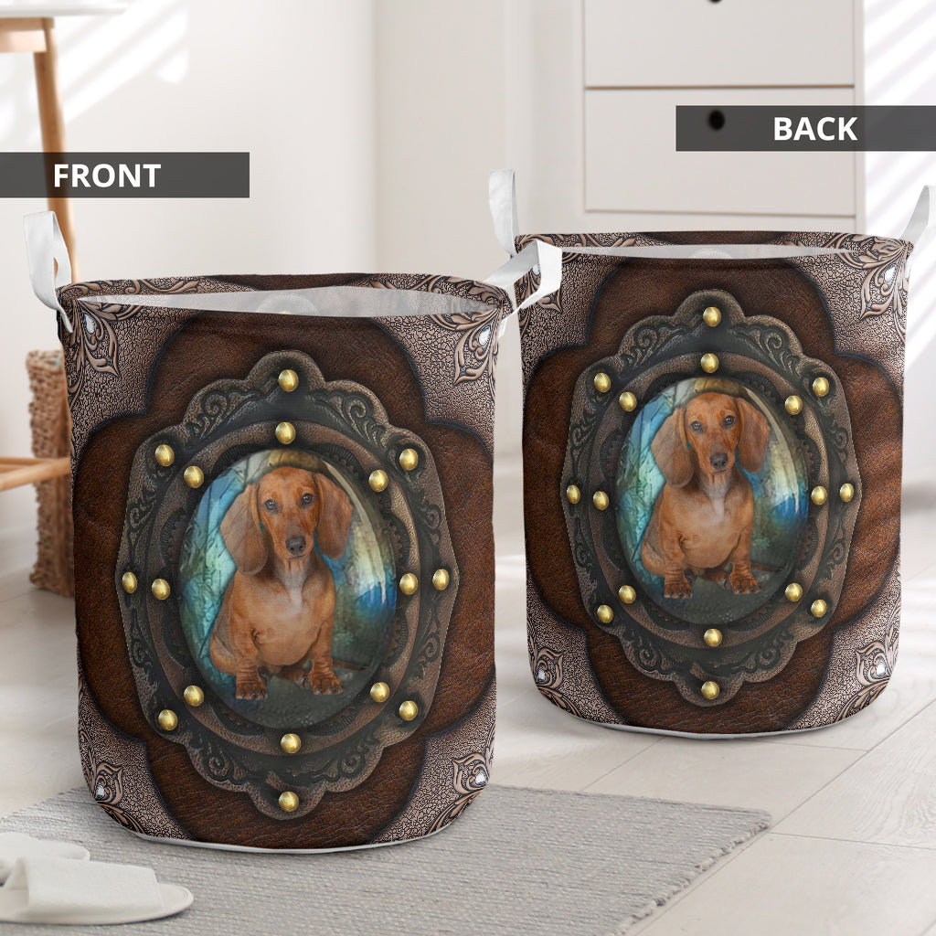 Dachshund Leather Basic Style - Laundry Basket - Owls Matrix LTD