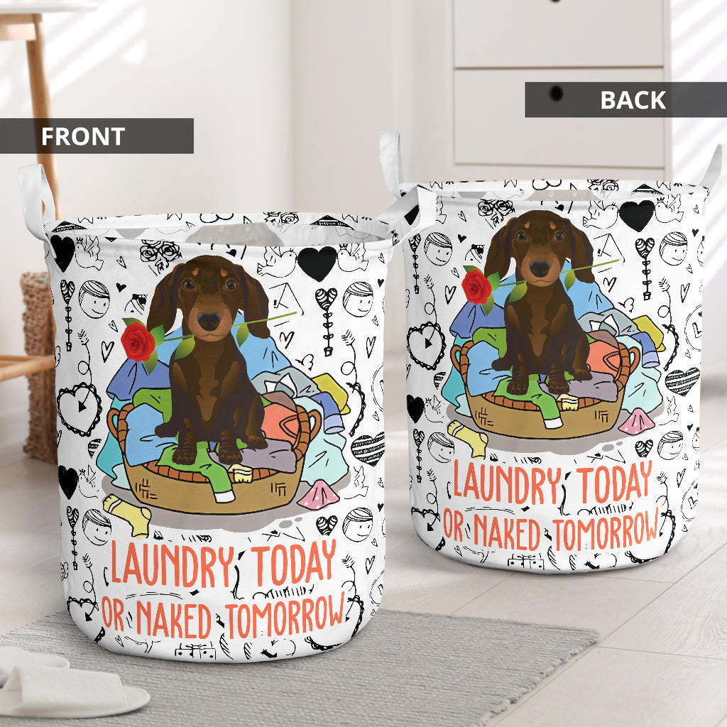 Dachshund Love Pattern - Laundry Basket - Owls Matrix LTD