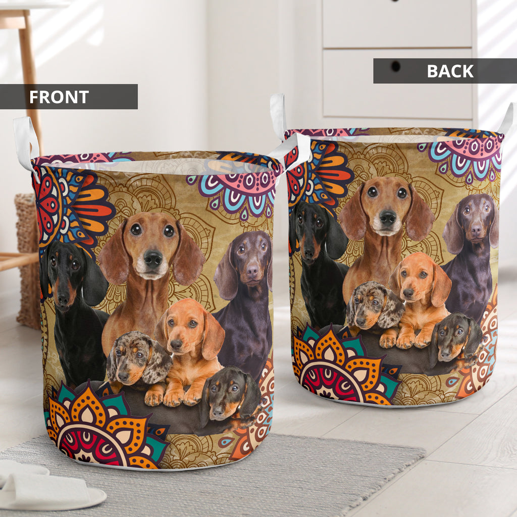Dachshund Mandala Style - Laundry Basket - Owls Matrix LTD