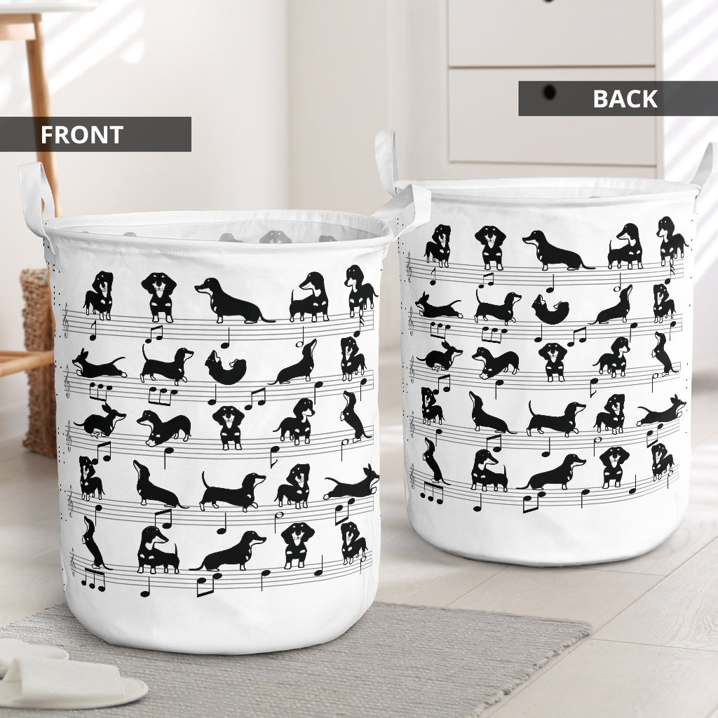Dachshund Music Basic Style - Laundry Basket - Owls Matrix LTD