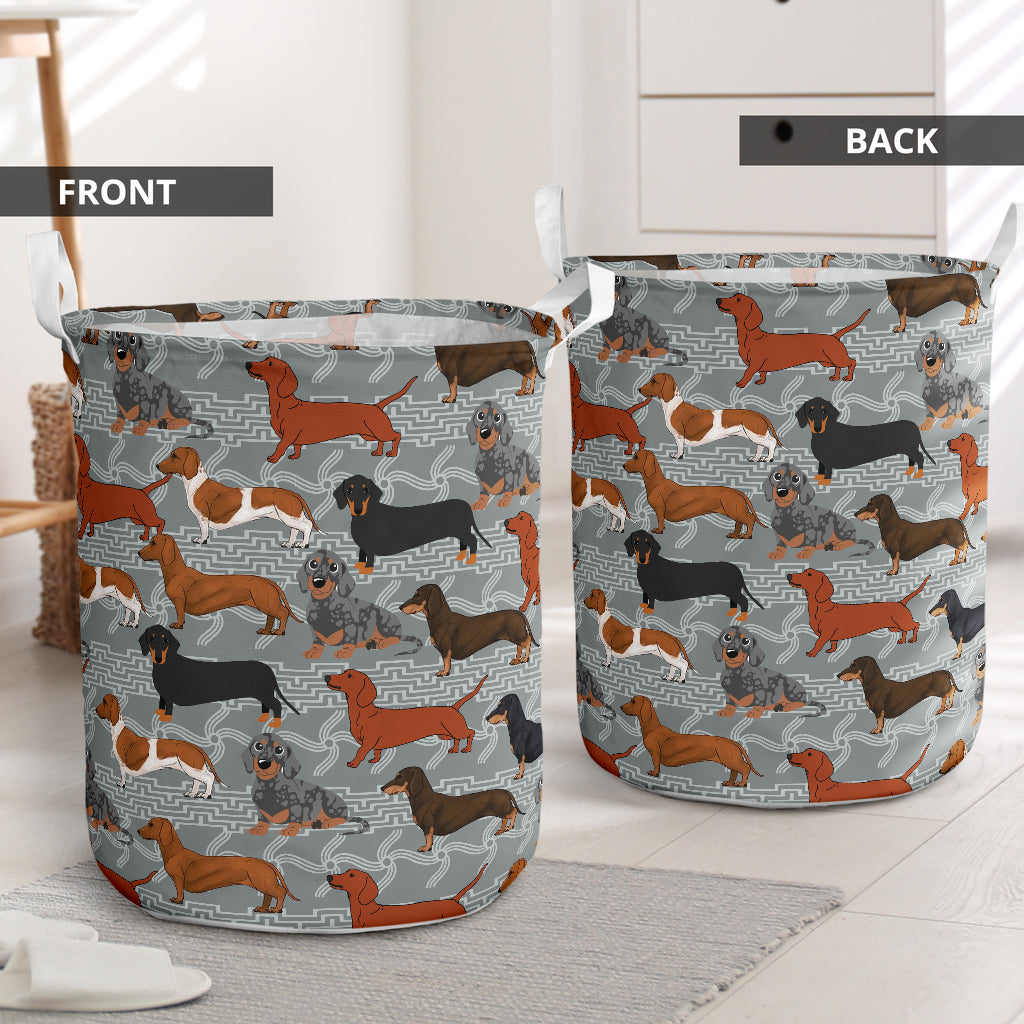Dachshund Native Pattern - Laundry Basket - Owls Matrix LTD