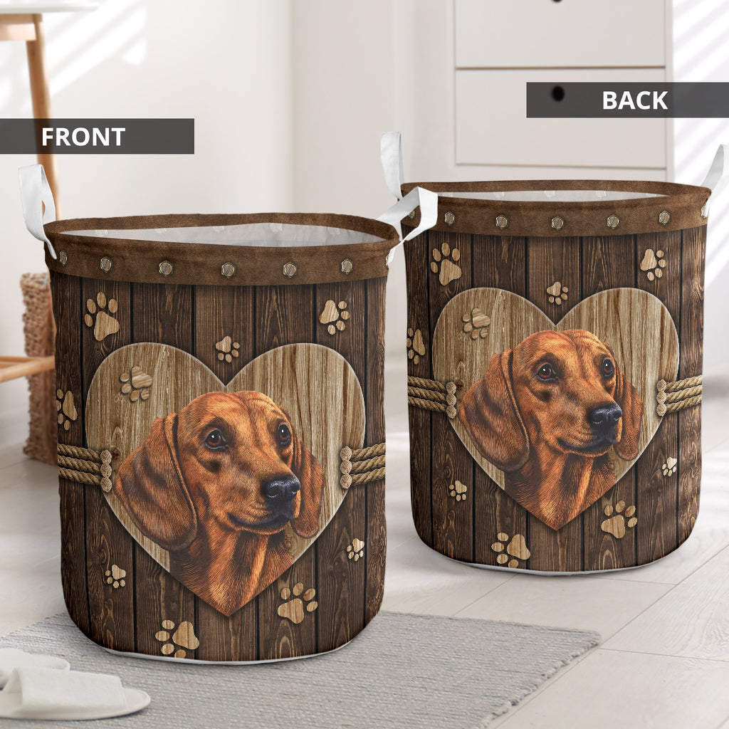 Dachshund On Rope - Laundry Basket - Owls Matrix LTD