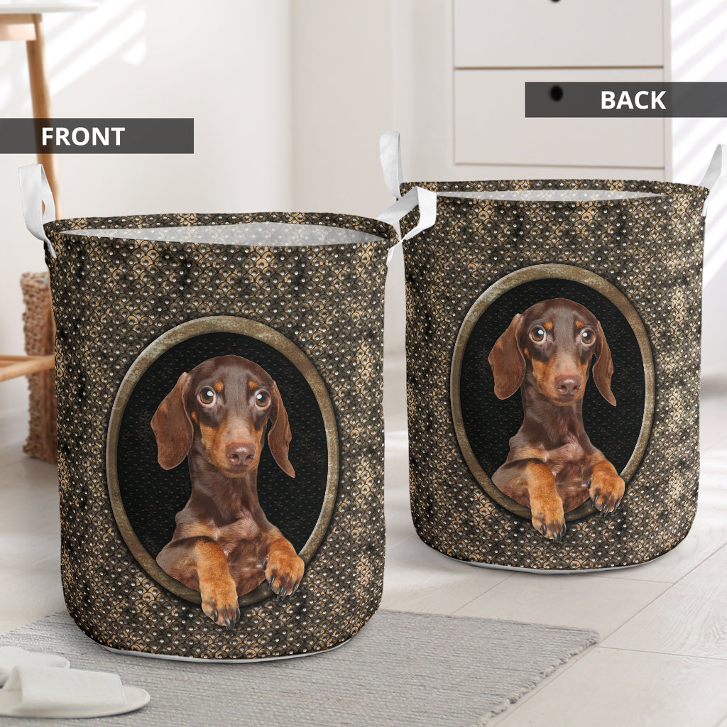 Dachshund Oval Metal - Laundry Basket - Owls Matrix LTD