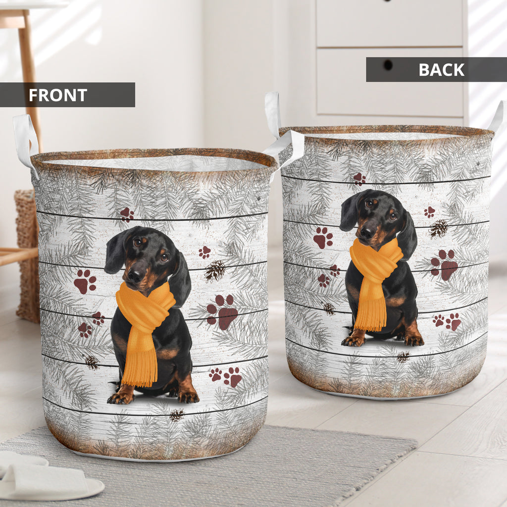 Dachshund Pine Needles - Laundry Basket - Owls Matrix LTD