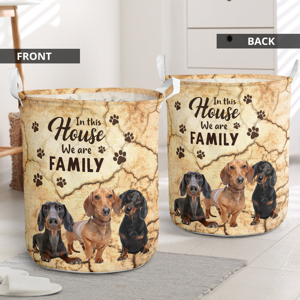 Dachshund Tracked Wall We Are Family - Laundry Basket - Owls Matrix LTD