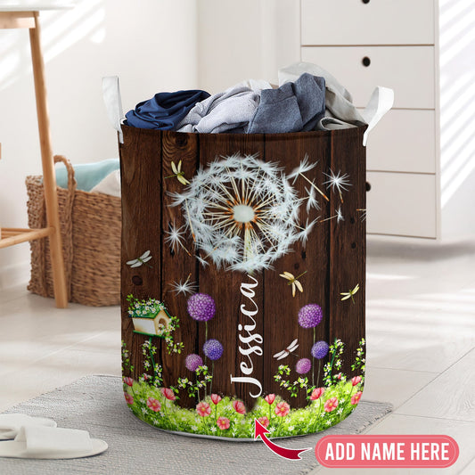 Dandelion and dragonfly personalized - Laundry basket - LAUB04TNH280222-Owls Matrix
