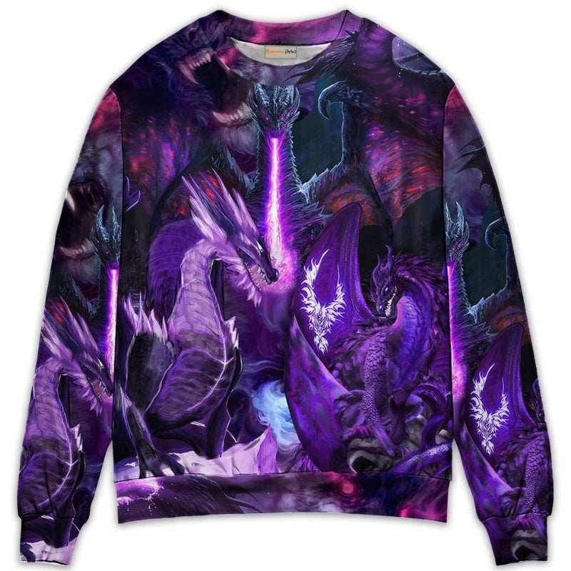 Dark Purple Dragon Lightning Art – Sweater - Ugly Christmas Sweater