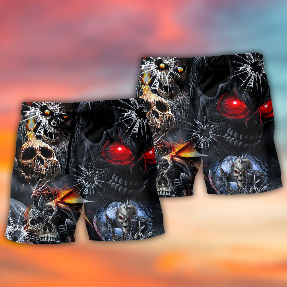 Skull Dark Skull Style - Beach Short - Owls Matrix LTD