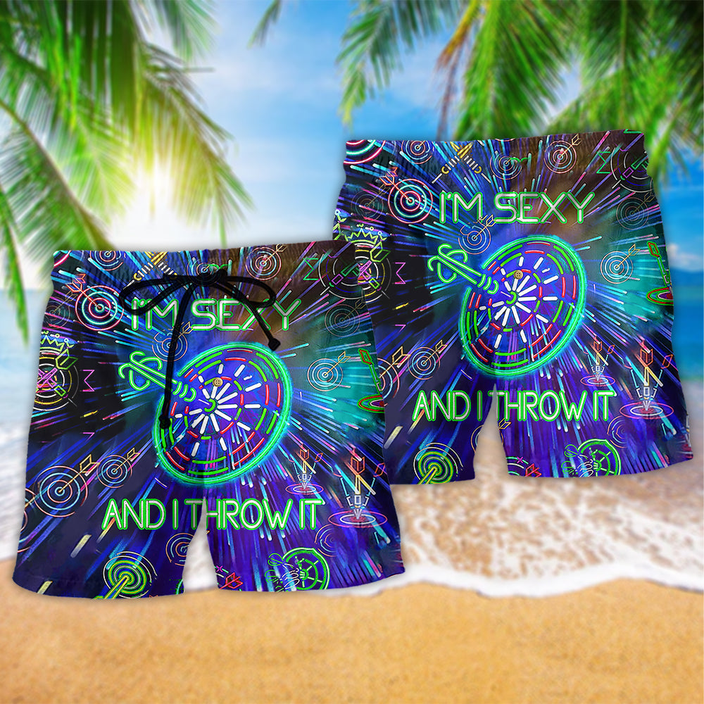 Darts I'm Sexy And I Throw It Cool Quote - Beach Short