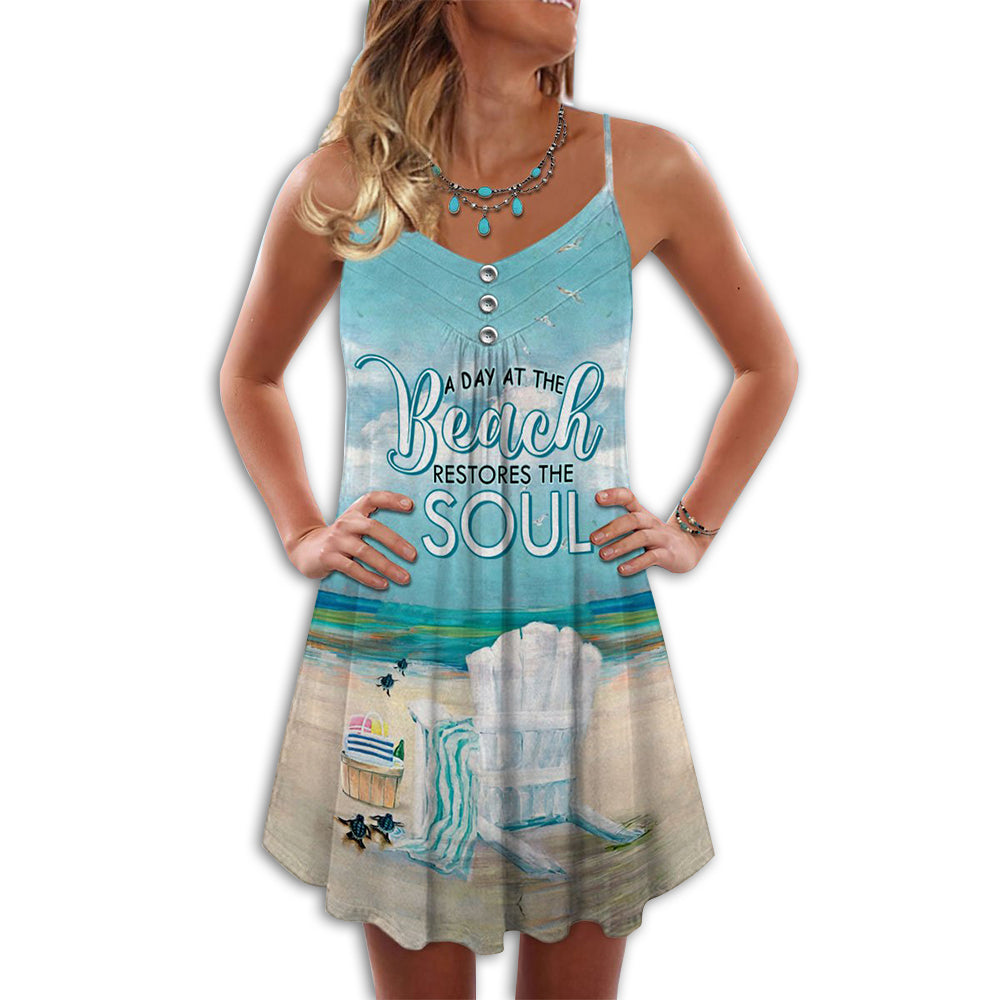 Day At The Beach – Women's Summer Sleeveless V-Neck Camisole Dress