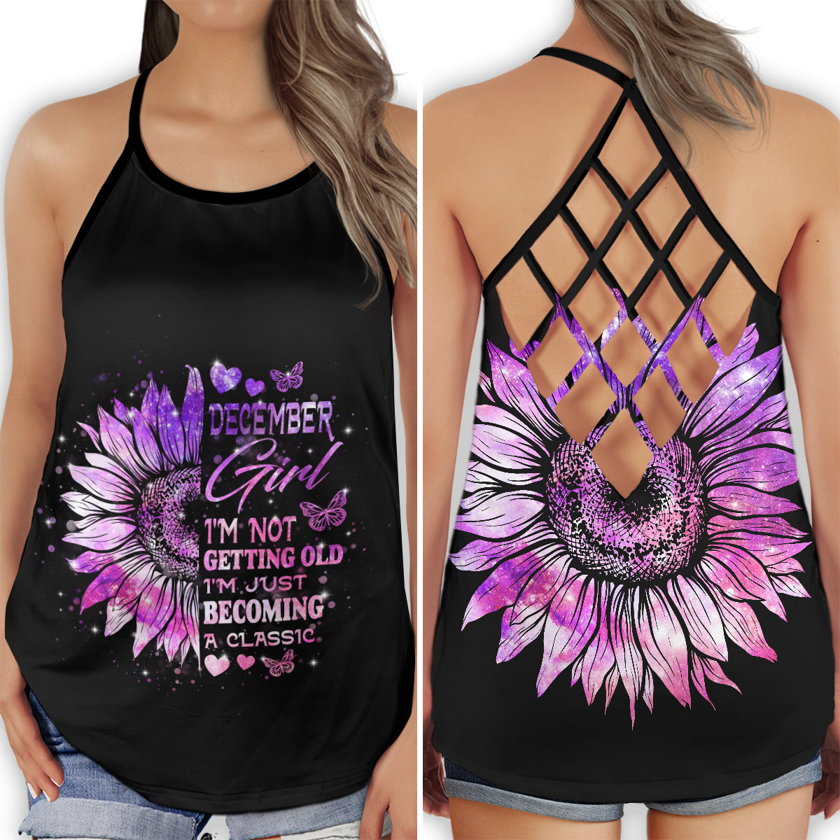 December Girl Sunflower Glow - Hollow Tank Top
