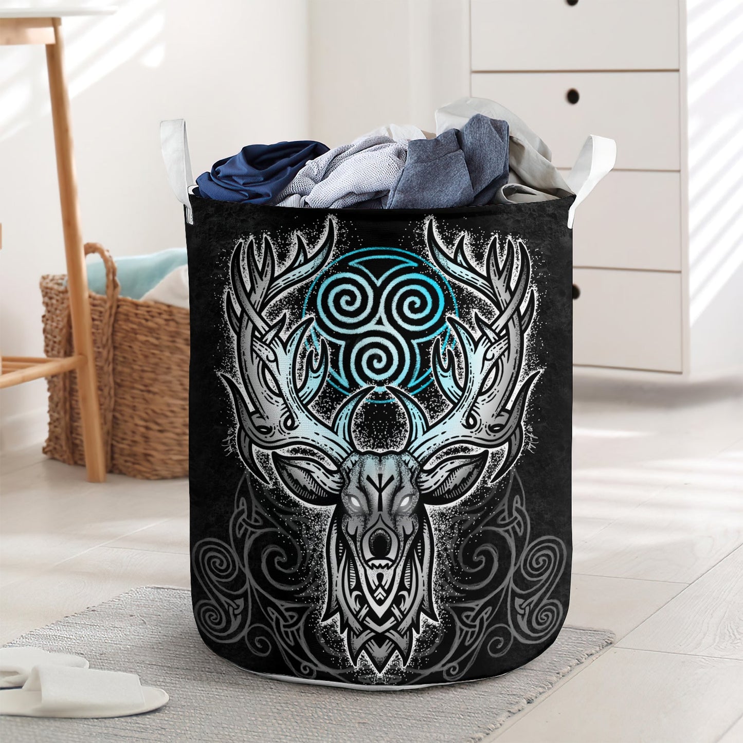 Deer black mysterious style - Laundry basket - LAUB05LIN010322-Owls Matrix