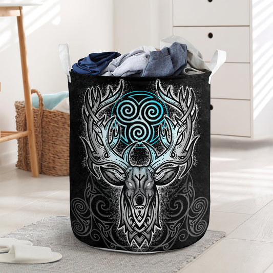Deer black mysterious style - Laundry basket - LAUB05LIN010322-Owls Matrix