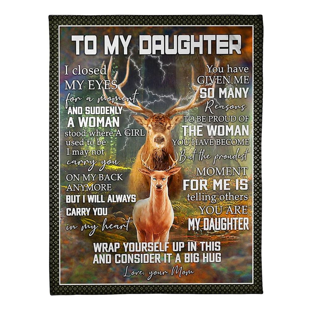 Deer Consider Big Hug Daughter Gift 50 x 60 Inch Flannel Blanket For Cozy Bedroom And Sofa Decor