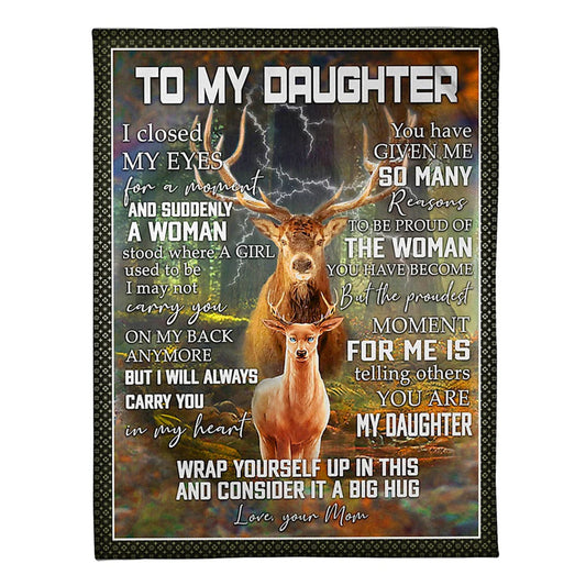 Deer Consider Big Hug Daughter Gift 50 x 60 Inch Flannel Blanket For Cozy Bedroom And Sofa Decor