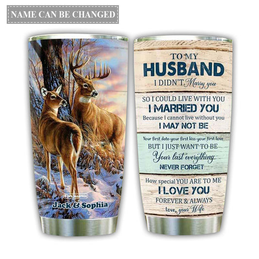 Deer Couple I Love You Personalized 20 Oz Tumbler For Coffee Travel And Daily Use
