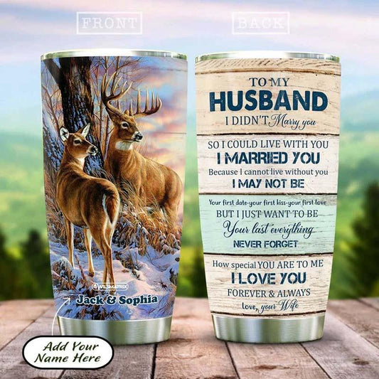 Deer Couple I Love You Personalized 20 Oz Tumbler For Hot Cold Drinks And Travel