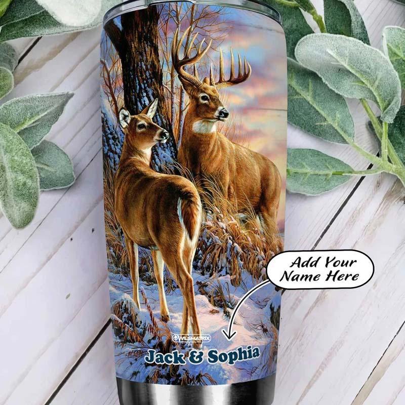 Deer Couple I Love You Personalized 20 Oz Tumbler For Hot Cold Drinks And Travel