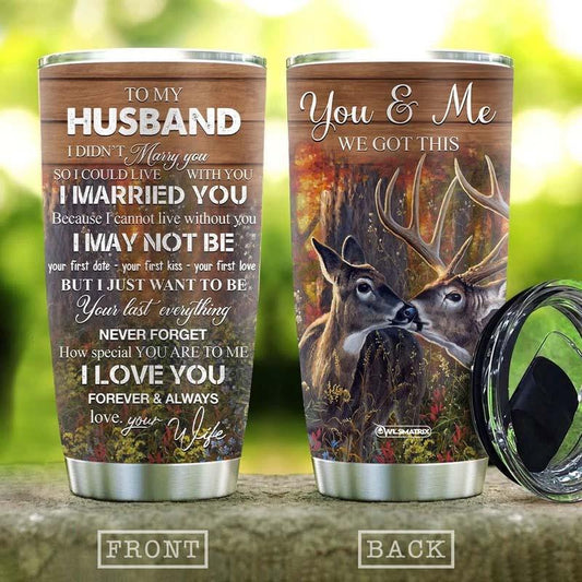 Deer Couple To Husband 20 Oz Tumbler For Hot Cold Drinks And Travel