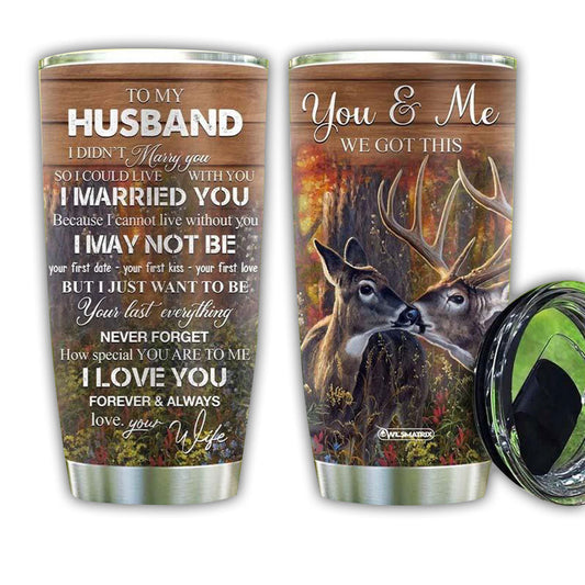 Deer Couple To Husband 20 Oz Tumbler For Coffee Travel And Daily Use