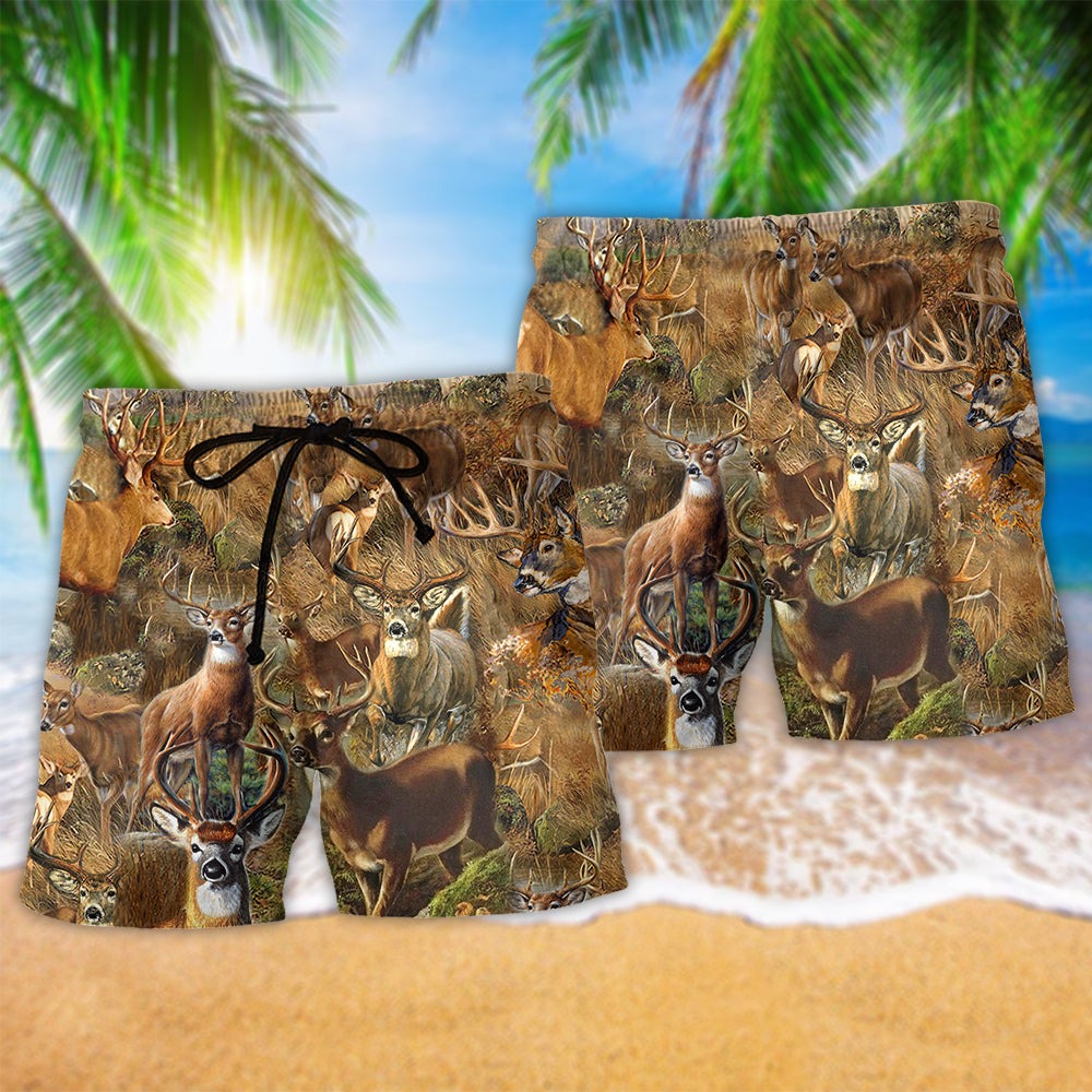 Dry Forest Deer Scene – Beach Short