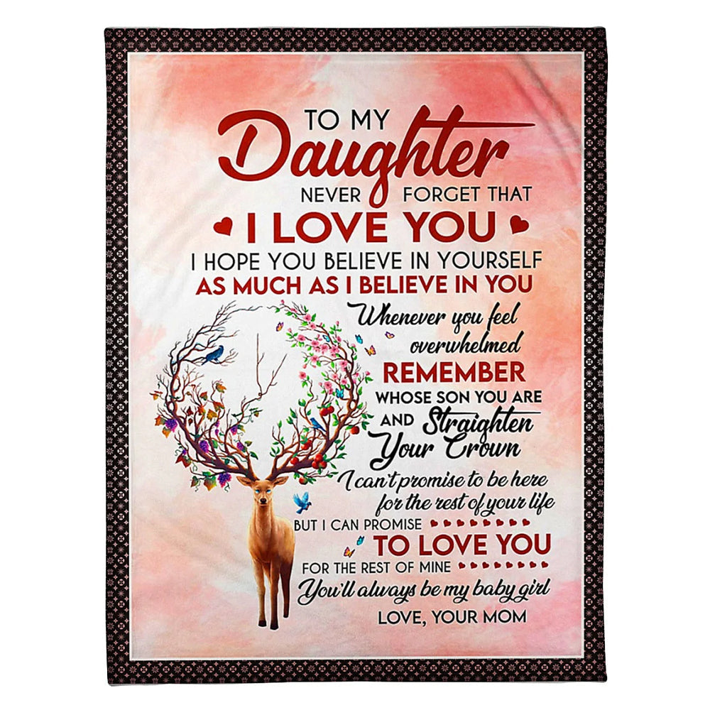 Deer Never Forget That I Love Mom 50 x 60 Inch Flannel Blanket For Cozy Bedroom And Sofa Decor