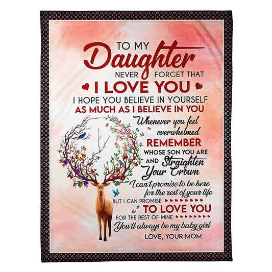 Deer Never Forget That I Love Mom 50 x 60 Inch Flannel Blanket For Cozy Bedroom And Sofa Decor