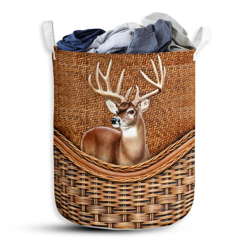 Deer Rattan Teaxture Style - Laundry Basket - Owls Matrix LTD