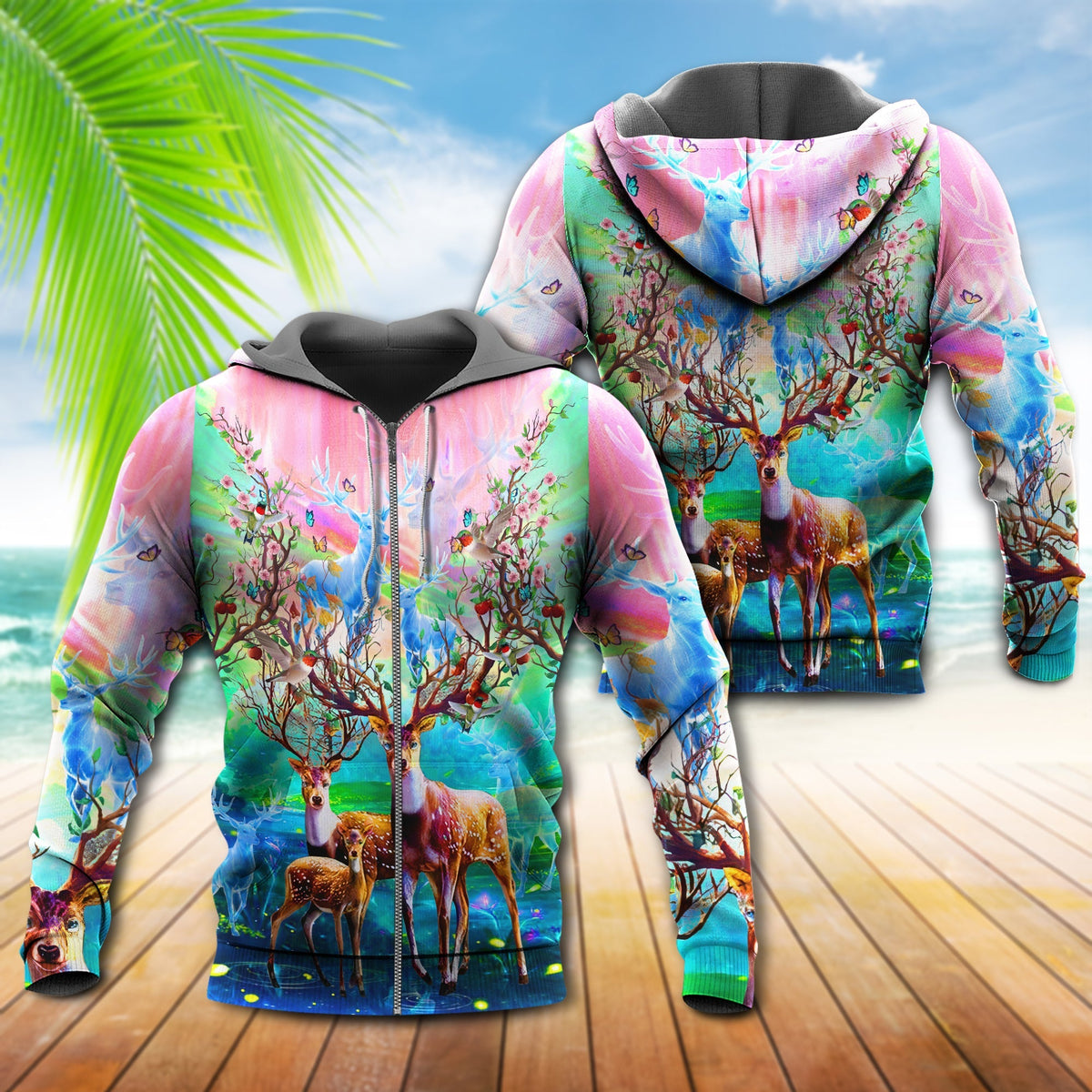 Spring Deer Colorful Art - 3D Hoodie