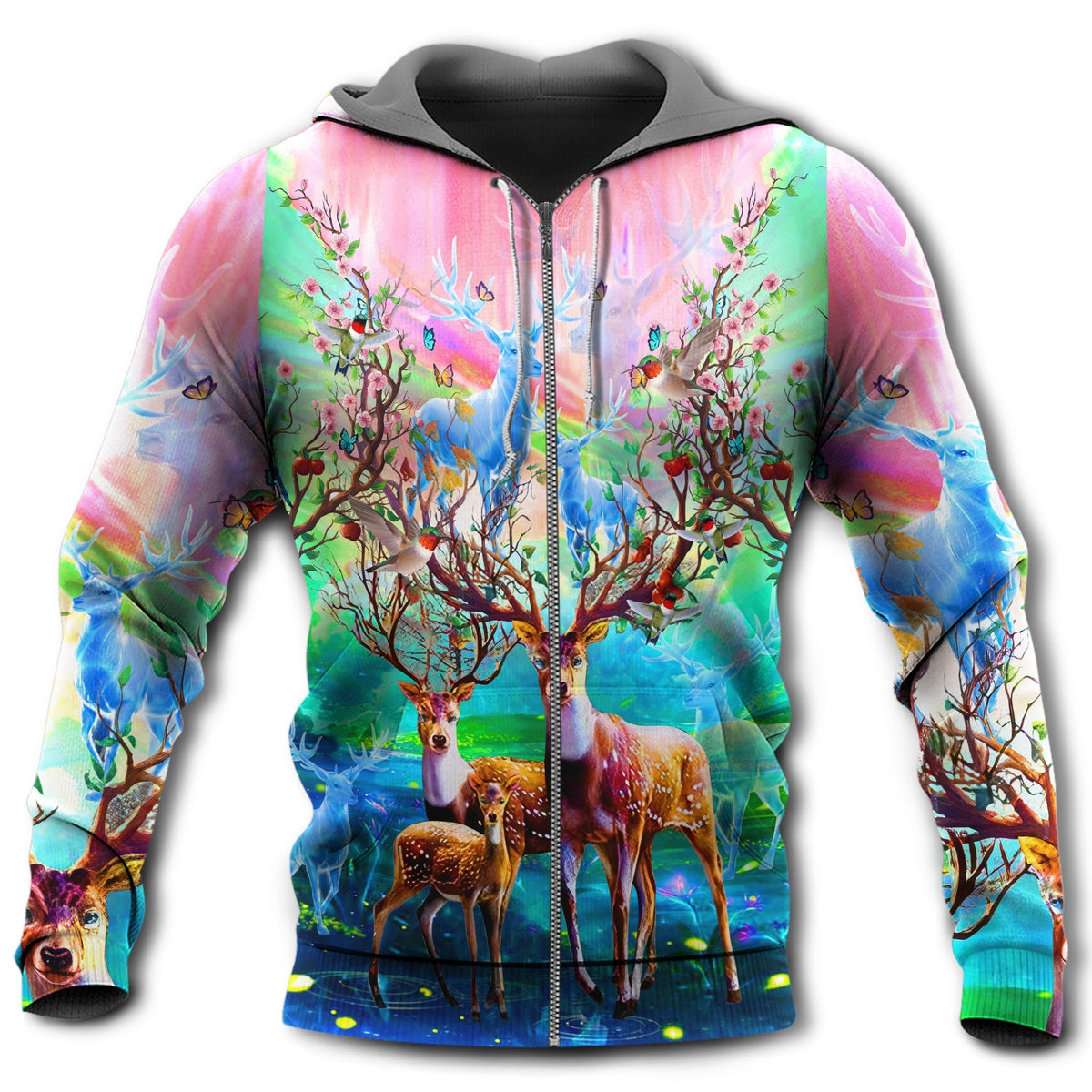 Spring Deer Colorful Art - 3D Hoodie