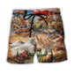 Deer Hunting USA Flag Independence Day - Beach Short