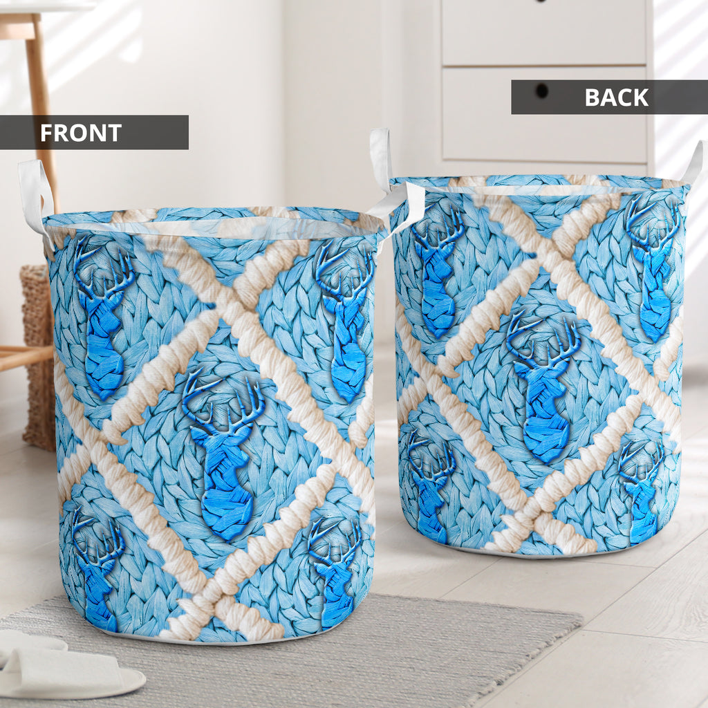 Deer Ceramic Blue Style - Laundry Basket - Owls Matrix LTD