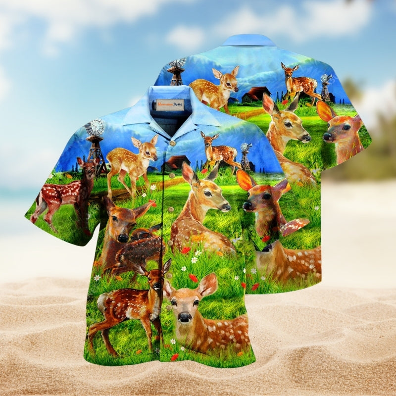 Deers On The Grass Field Limited Edition – Hawaiian Shirt
