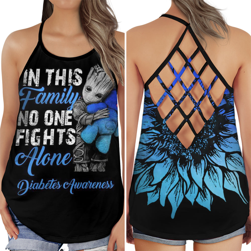 Diabetes Awareness Family Support No One Alone - Hollow Tank Top