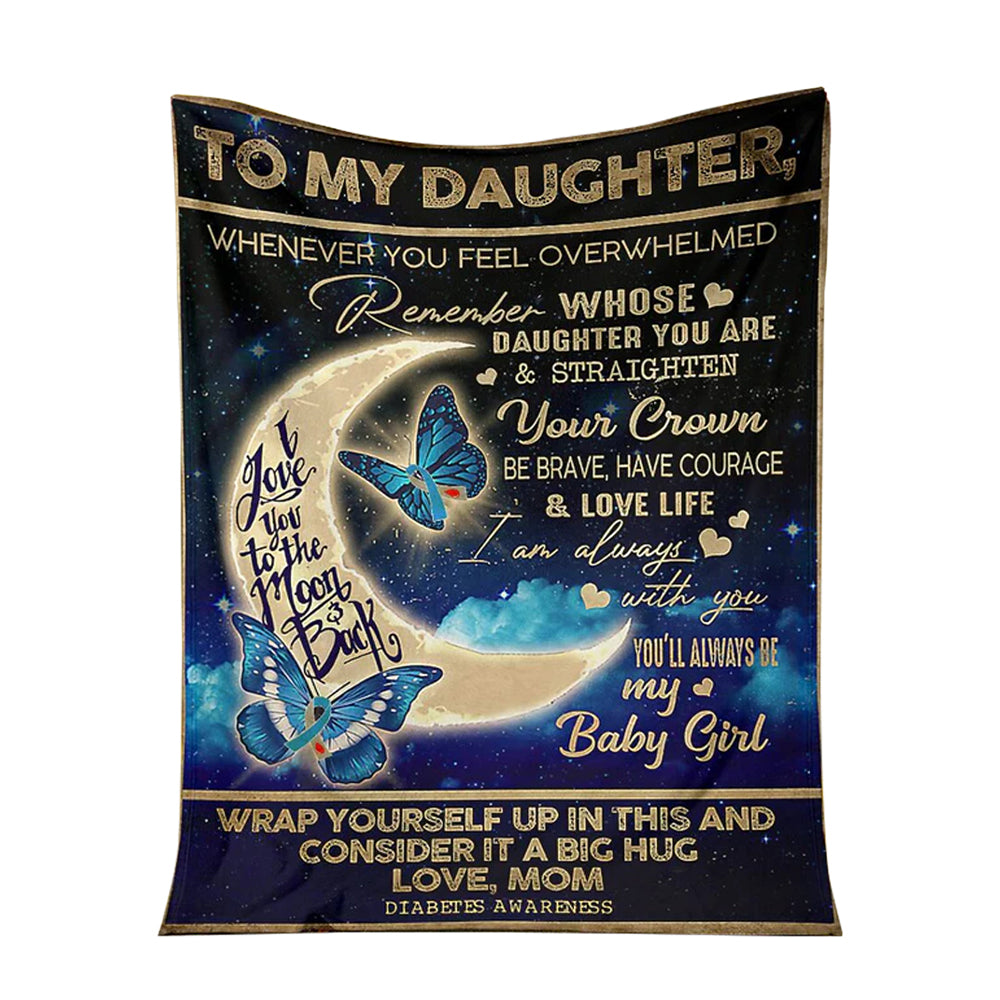 Diabetes Awareness Daughter Butterfly 50 x 60 Inch Flannel Blanket For Cozy Bedroom And Sofa Decor