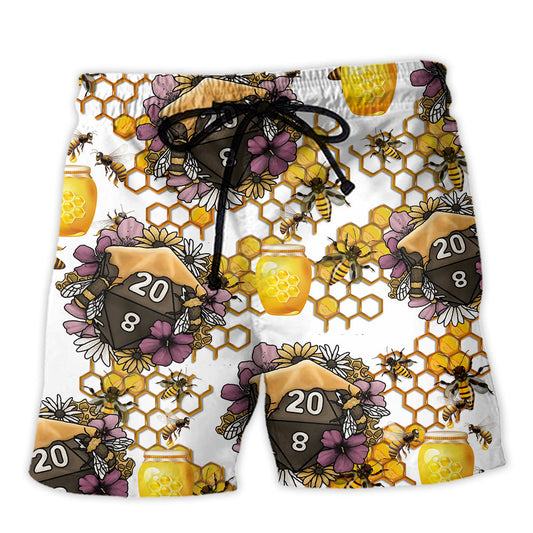 D20 Dice Honey Bee Vibe - Beach Short - Owl Ohh