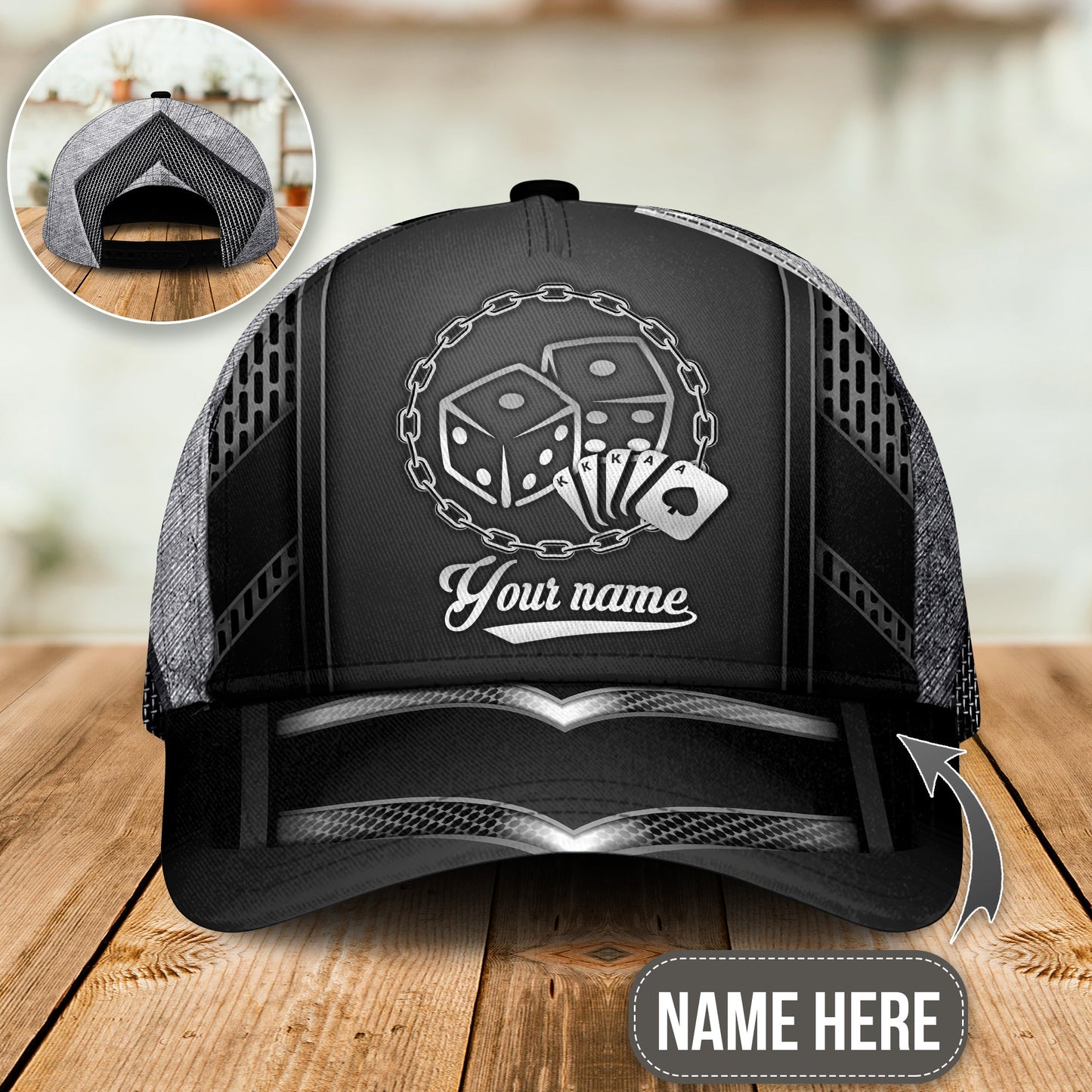 Dice Poker Black And White Style Personalized – Classic Cap