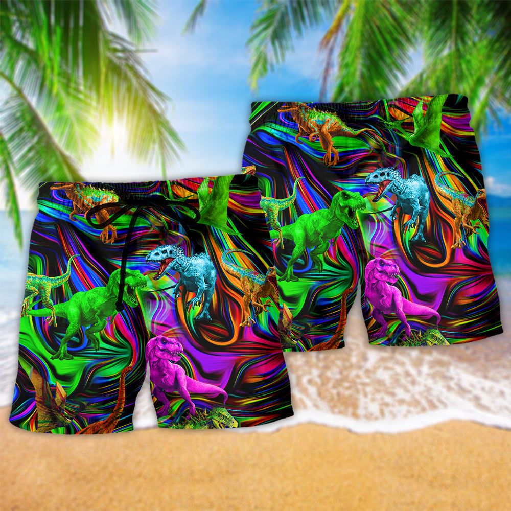 Dinosaur Neon Light Love – Beach Short