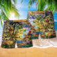 Colorful Dinosaur World Art - Beach Short
