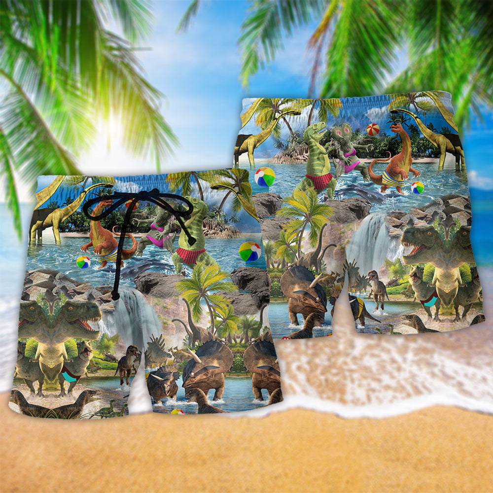 Dinosaur Love Swimming Beach Art – Beach Short