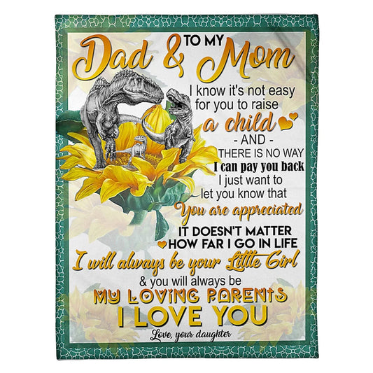 Dinosaur Lover Dad And Mom Dinosaur You Are Appreciated 50 x 60 Inch Flannel Blanket For Cozy Bedroom And Sofa Decor