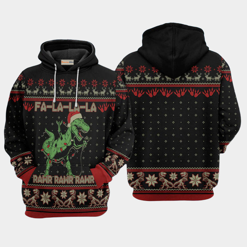 Dinosaur Merry Christmas Rawr Art – 3D Hoodie