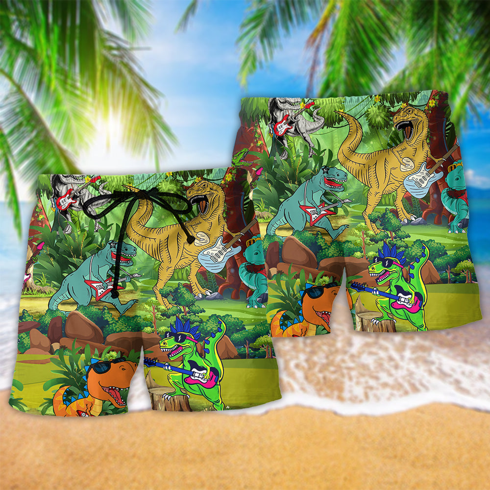 Rockstar Dinosaur Guitar Art – Beach Short