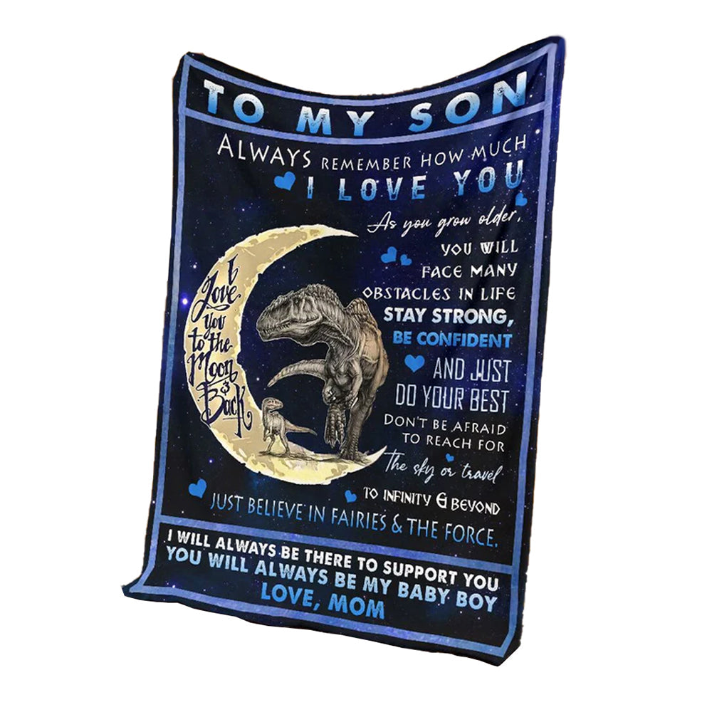 Dinosaur To My Son I Love You Flannel Blanket For Cozy Bedroom And Sofa Decor