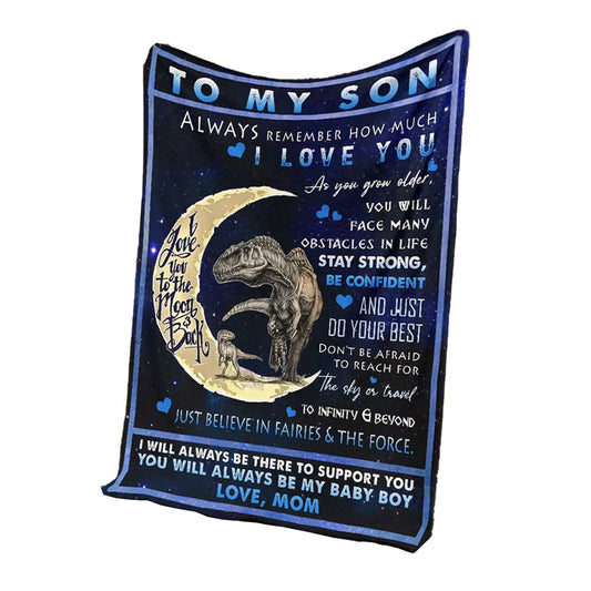 Dinosaur To My Son I Love You Flannel Blanket For Cozy Bedroom And Sofa Decor