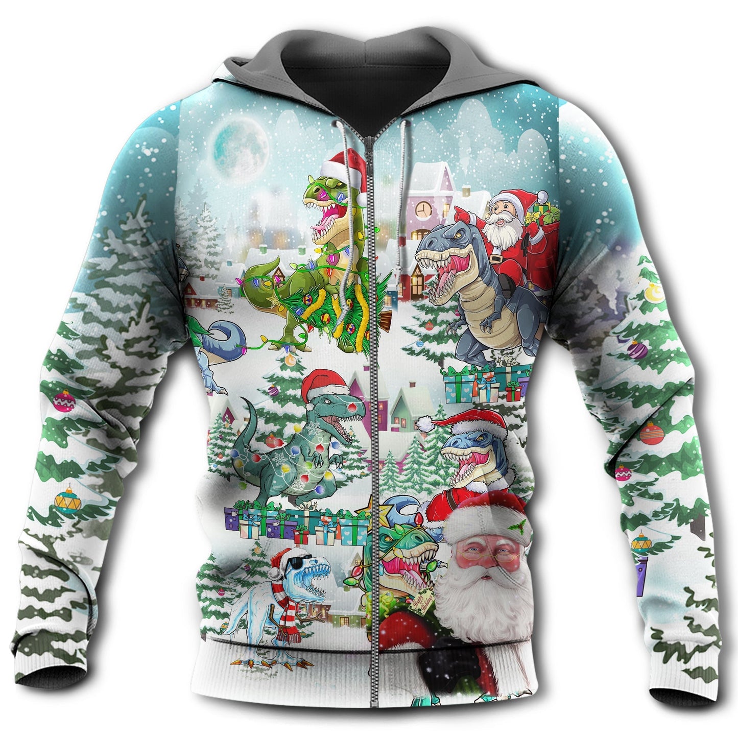 Dinosaur Christmas Roarsome Style - 3D Hoodie
