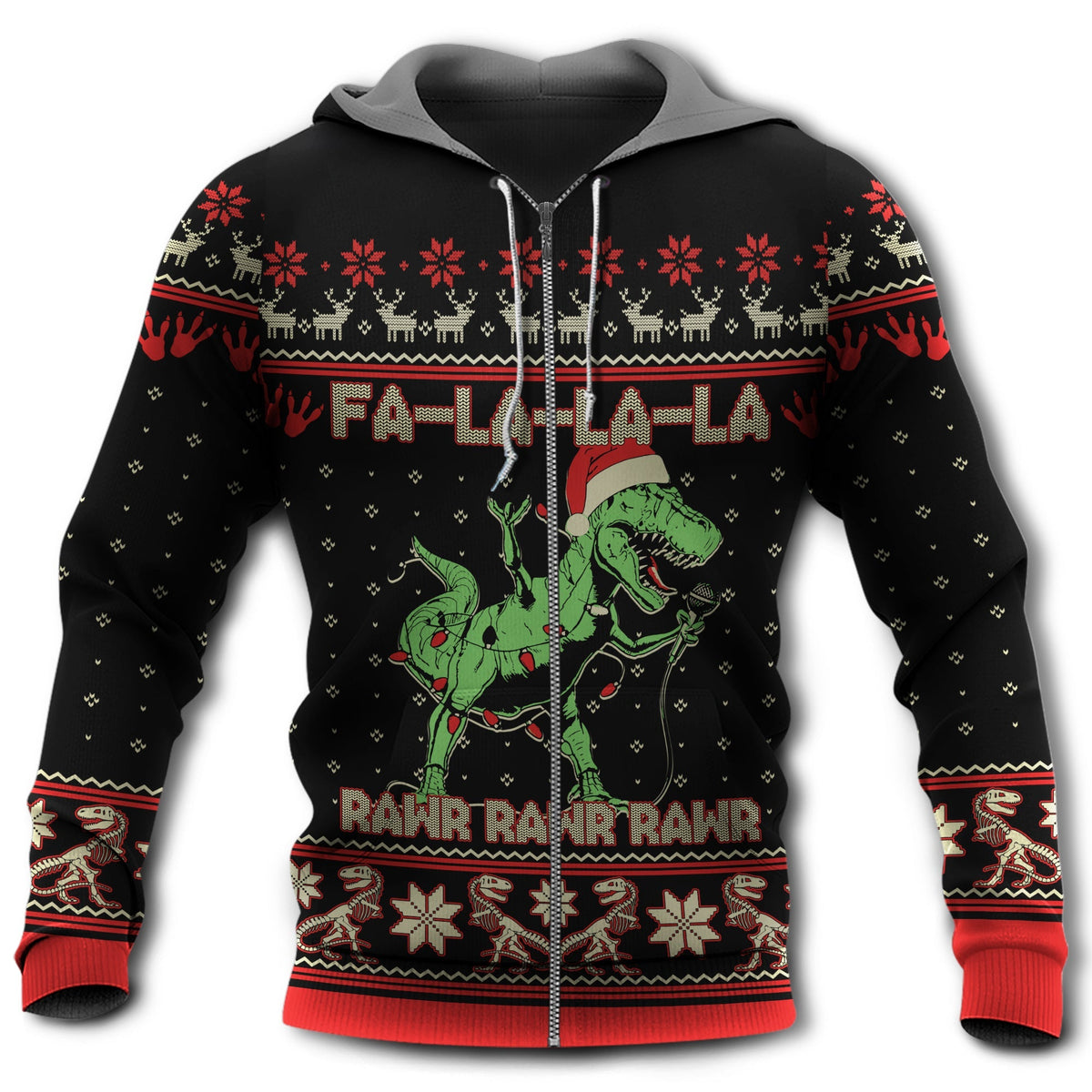 Dinosaur Merry Christmas Rawr Style - 3D Hoodie
