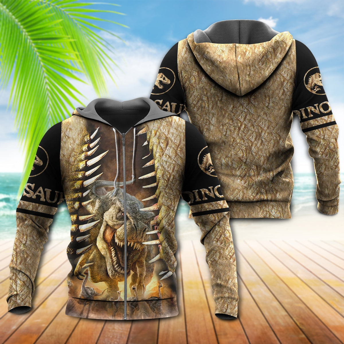 Dinosaur Play Sunset Adventure - 3D Hoodie